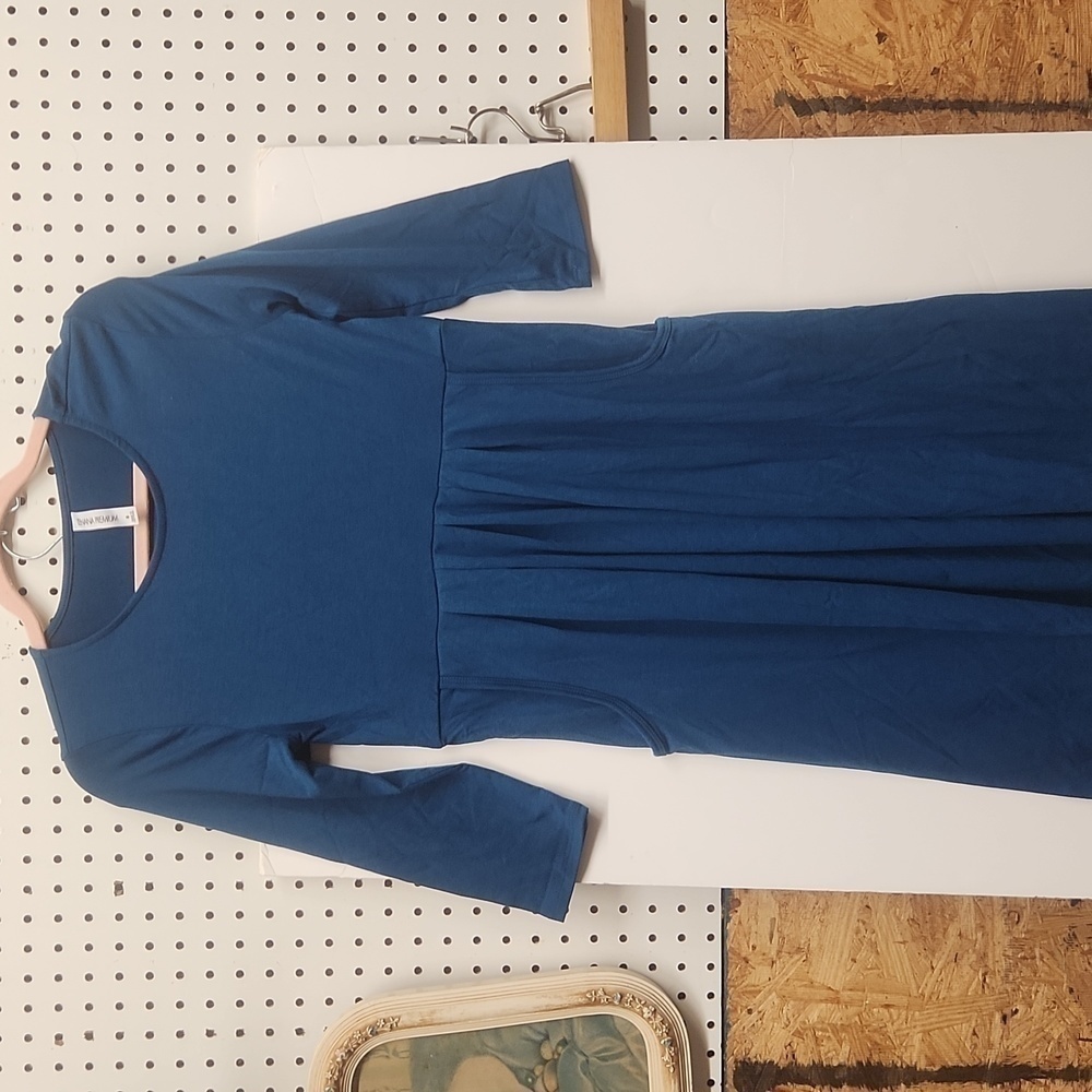 Zenana Premium long sleeve dress teal NWOT